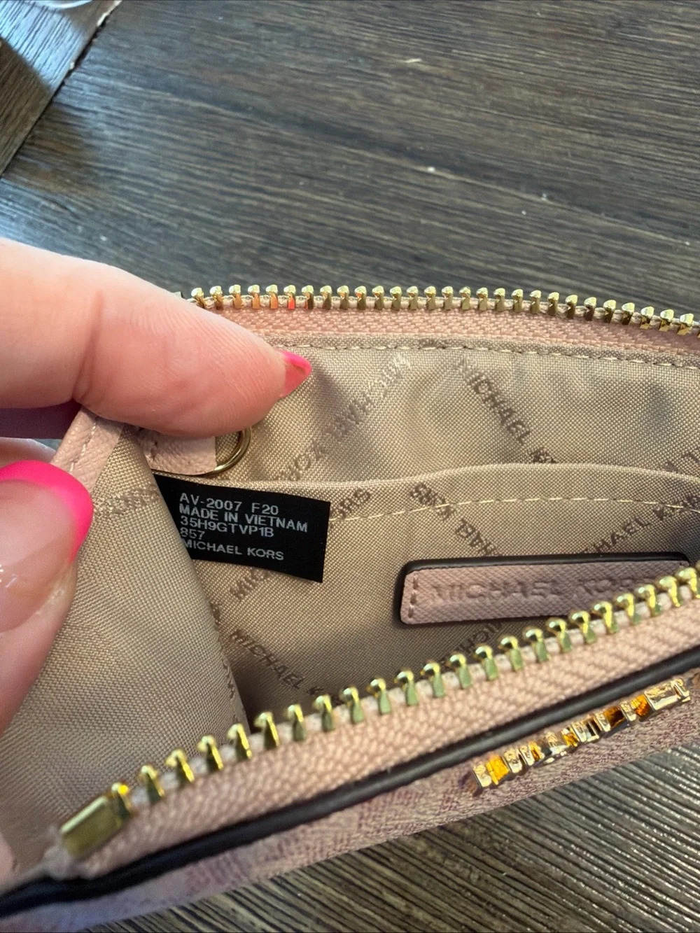 Michael Kors MK Small Coin Purse ID Pouch Keychain Ring Fob Wallet Blush Pink